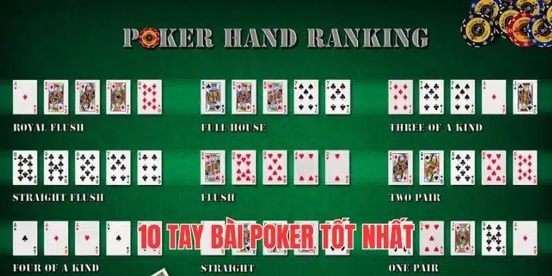 Một bàn Poker truyền thống 5 lá sẽ xuất hiện tối đa 10 tay bài